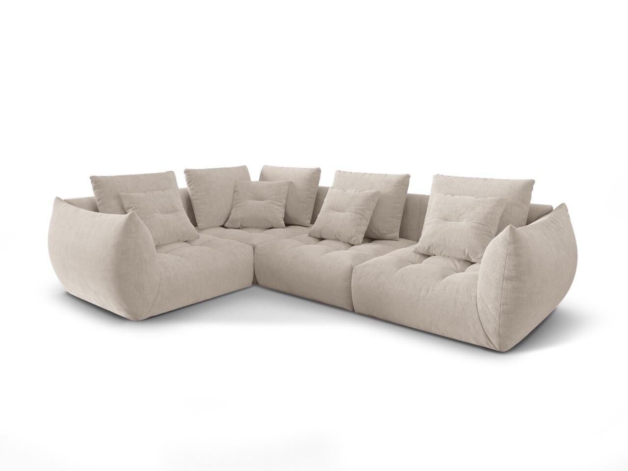 Coltar modular stanga 3 locuri, Bloom-86, Micadoni Home, 316x216x95 cm, tesatura structurata, bej inchis Colțare